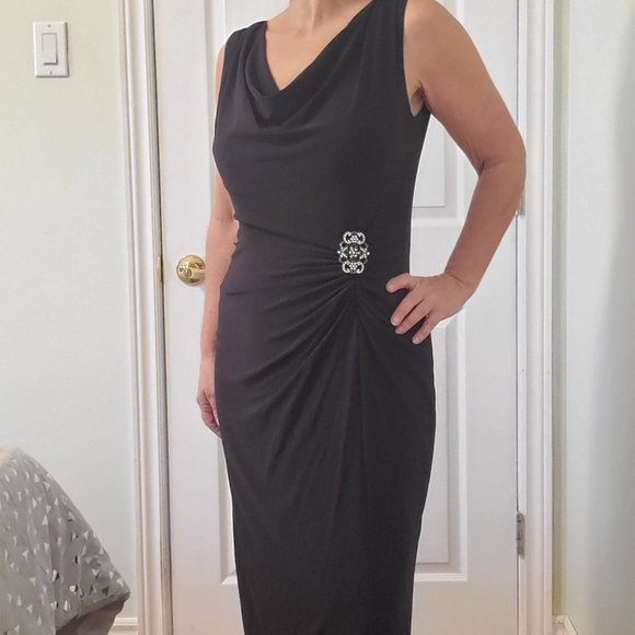 Black with Rhinestone Accent Dress - Picture 1 of 12